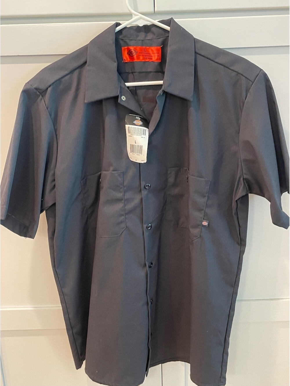 Custom Dickies Short Sleeve Work Shirt Large Black with Meat Mane Skull Print
